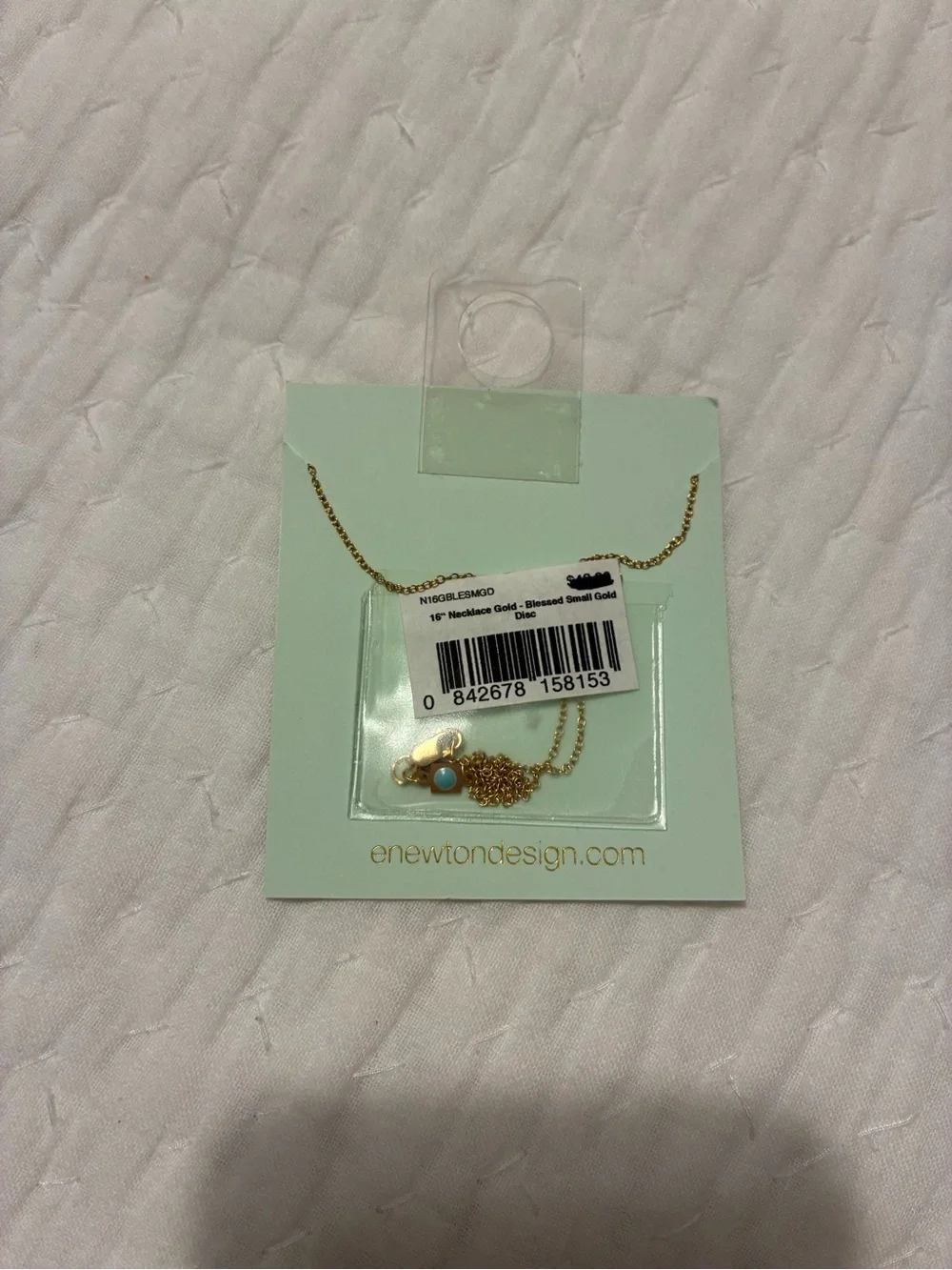 E. Newton Gold Disc Pendant Necklace with Cross Cutout NWT